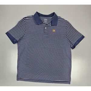 LL Bean Shirt Mens XL Blue White Stripe Collared Polo Classic Logo Casual Cotton